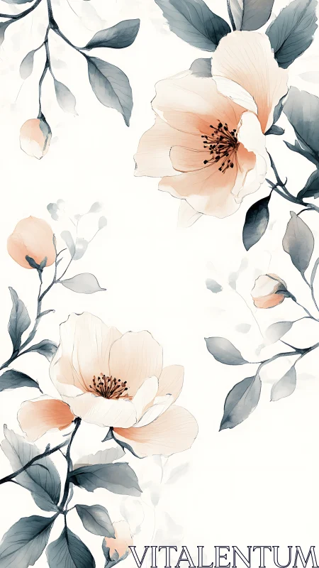 Soft Watercolor Blooms in Muted Tones