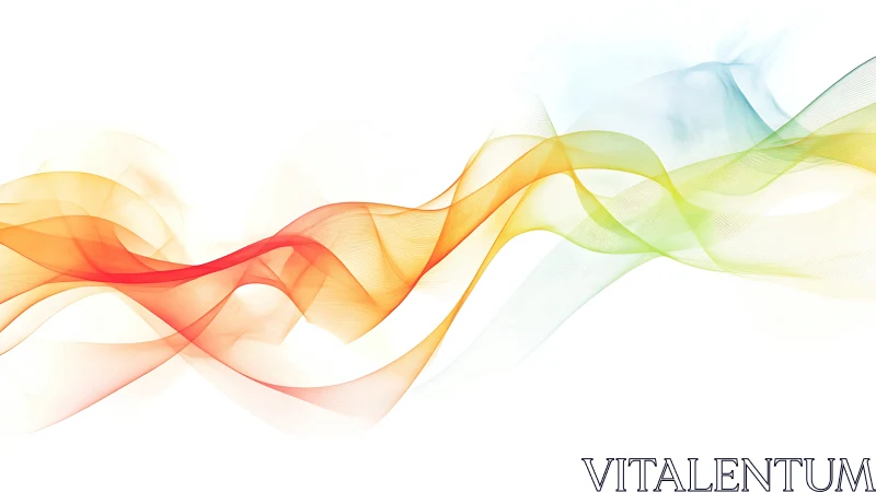 Gentle rainbow ribbons drifting across a quiet white sky.