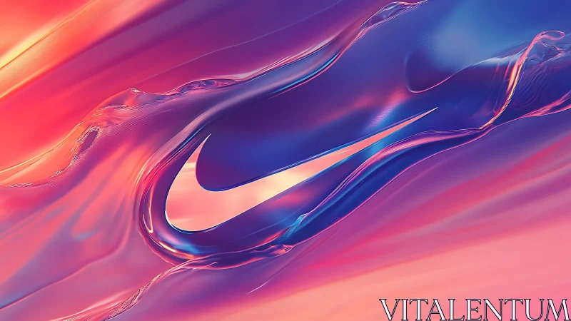 Minimal swoosh logo within fluid gradient abstract field.