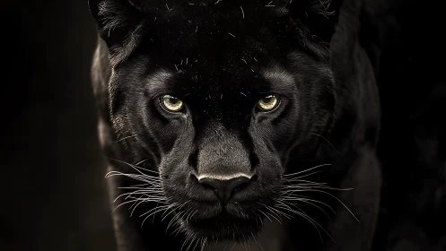 Piercing Gaze: A Black Panther's Captivating Presence.