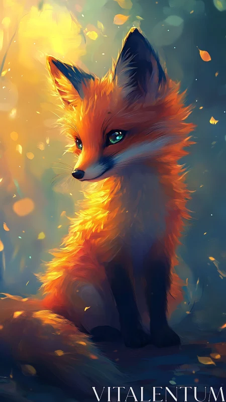 Fox illustration in warm forest light with glowing fur.