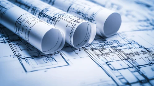 Architectural Plans Come to Life Through Rolled Blueprints.