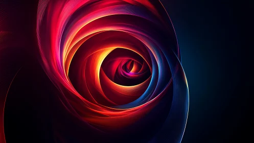 Concentric luminous ribbons forming abstract vortex pattern.