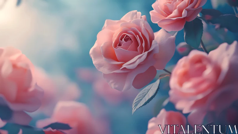 Pink Reverie: Luminous Roses Bathed in Dreamy Glow.