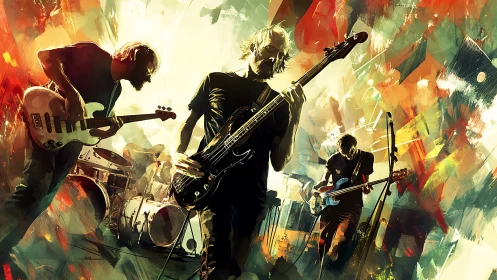 Electric rock band ignites the stage in vivid color and light