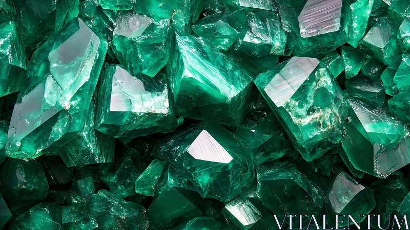 Emerald green crystal cluster rendered in high-detail macro