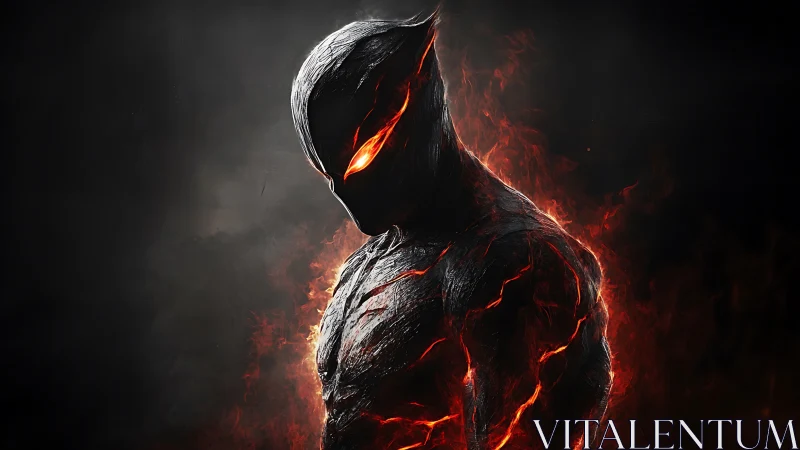 Lava-infused humanoid avatar in dark infernal profile render.