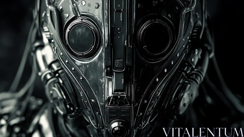 Chrome plated robotic head with symmetric mechanical details