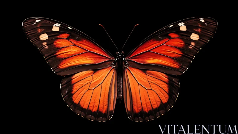 Glowing orange butterfly wings unfolding in quiet, gentle stillness.