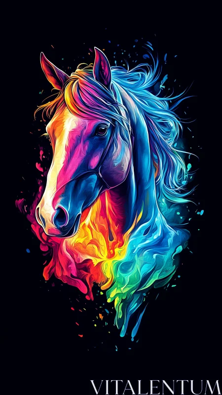 Multicolor horse head rendered in fluid digital strokes.