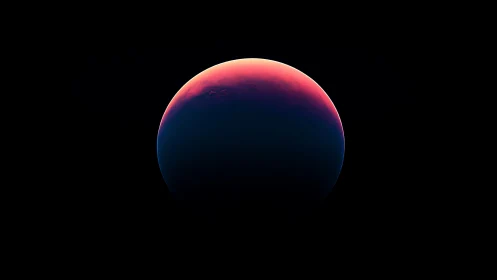 Terminator-lit exoplanet sphere with magenta atmospheric glow.