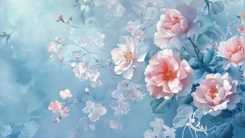 Pink and White Blooms Against Blue Sky.
