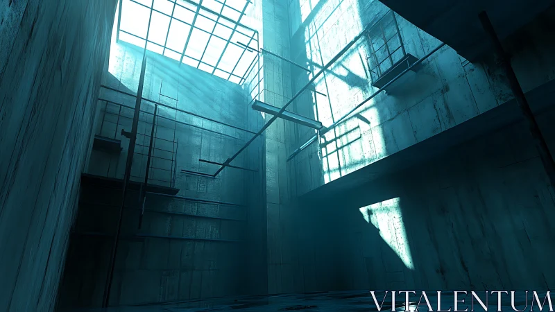Submerged Industrial Architecture with Skylight Geometry