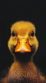 Front-facing duckling portrait renders hyperreal plumage detail