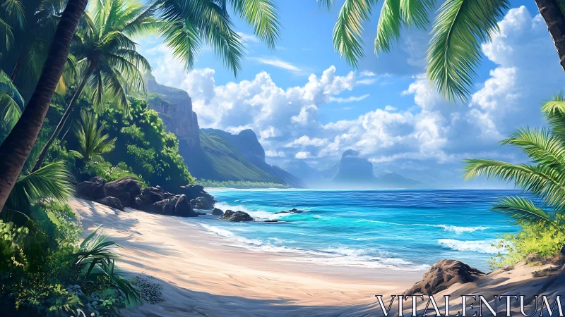 Turquoise Paradise: Where Palms Kiss Cliffs.