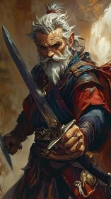 Steel-tough elder storms forward, twin blades burning bright