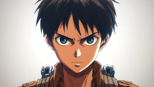 Determined anime hero ready to face the storm ahead.