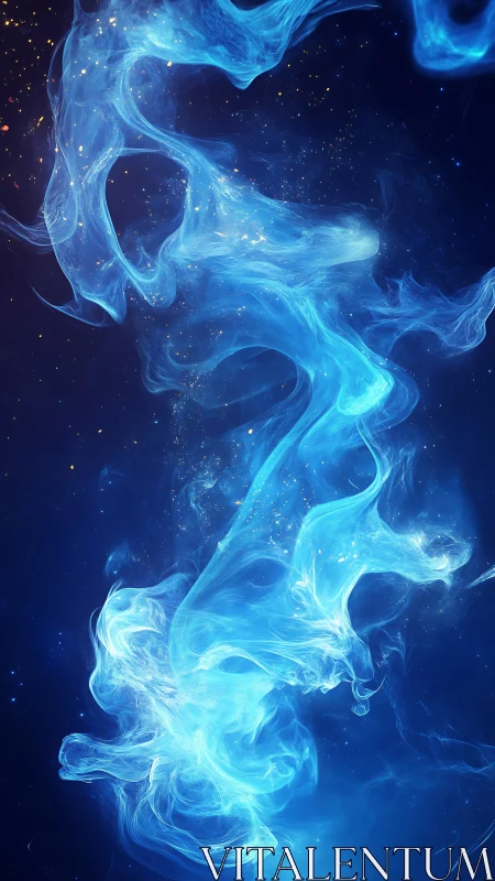 Blue gaseous filaments form vertical luminous structures