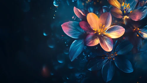 Glowing Petals Dance Through Twilight Luminescence