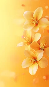 Yellow and Orange Flowers Against Gradient Background