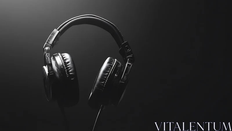 Studio-grade circumaural headphones in low-key specular lighting.