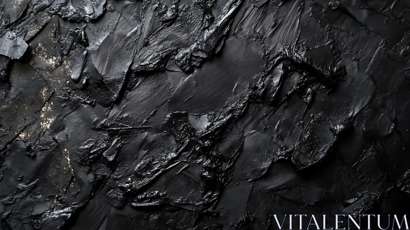 Textured black impasto surface with dramatic directional light.