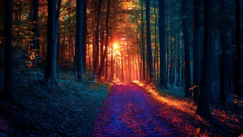 Luminous Path Through Twilight Forest Magic.