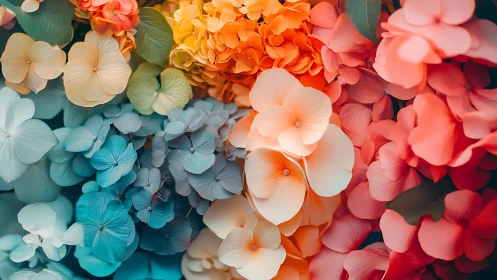 Blooming Spectrum: Hydrangeas Dance in Chromatic Harmony.