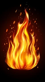 Stylized Flame Form Against Dark Background.