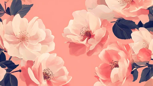 Digital floral illustration depicts stylized pale blossoms