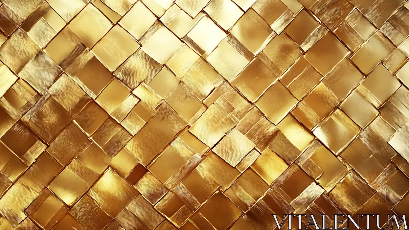 Luxurious gold metallic woven square pattern background design.