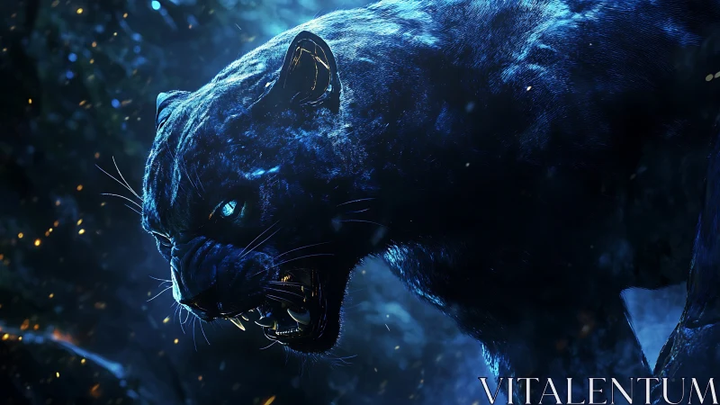 Luminous Panther Portrait in Digital Darkness
