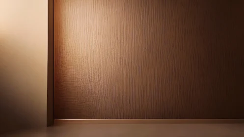 Empty textured brown wall in warm soft interior light.