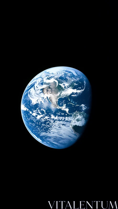 Earth limb view from space with cloud systems and ocean detail