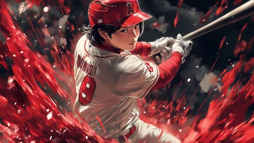 Crimson swing ignites a storm of painterly baseball fury