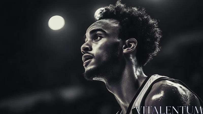 Focused under arena lights, a quiet basketball moment.