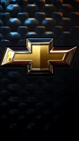 Chrome bowtie emblem glowing over quilted midnight metal.