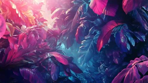 Bioluminescent foliage rendered with high-gloss shaders and volumetric light