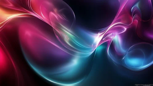 Gradient light waves form translucent flowing digital abstractions