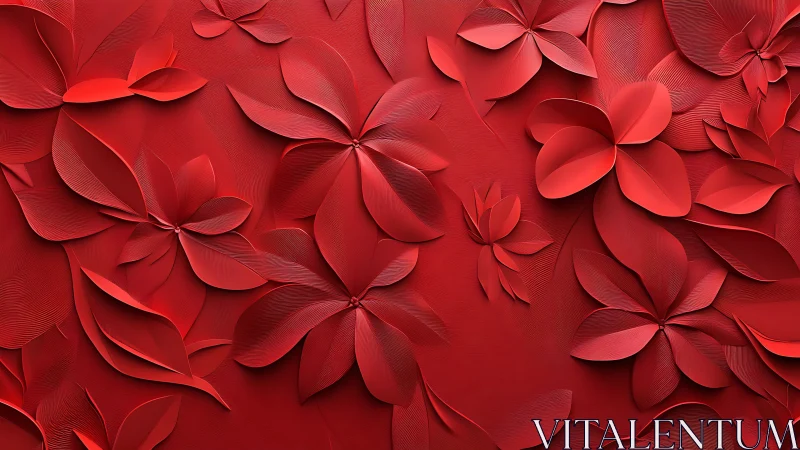 Red Three-Dimensional Floral Composition with Layered Petals