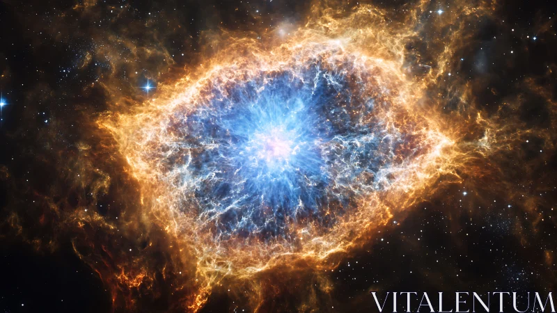 Ionized stellar nebula core with turbulent filamentary plasma