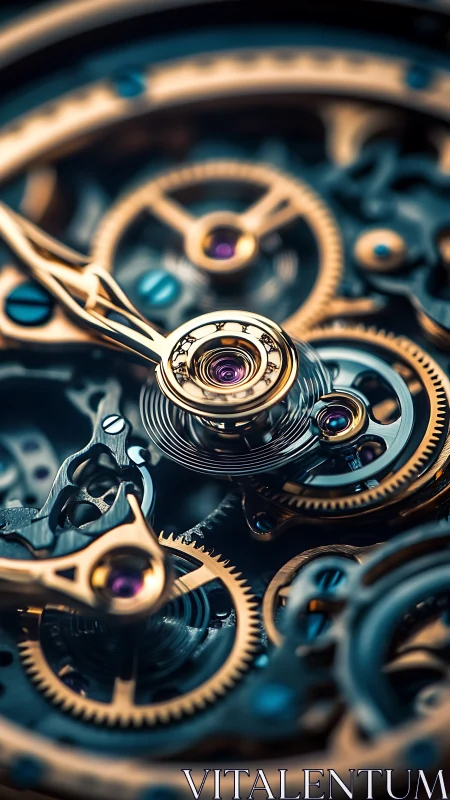 Intricate macro view of mechanical watch gears in motion.