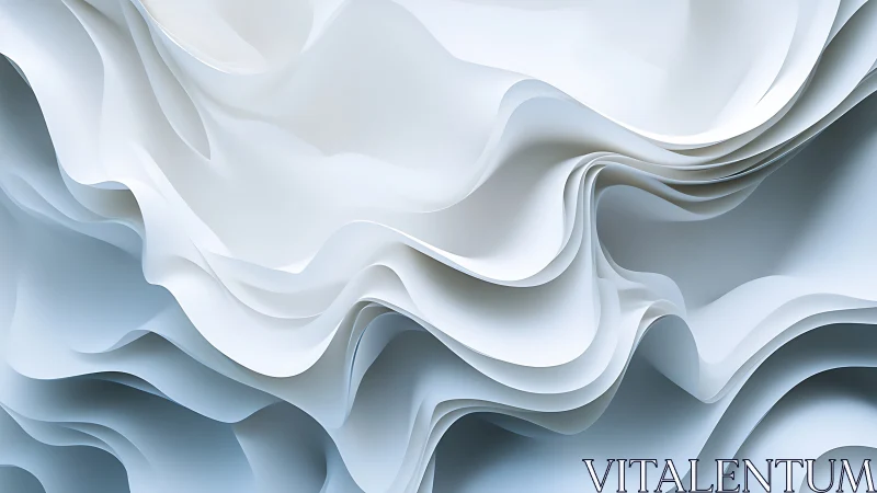 Layered white and blue folds create smooth abstract waves