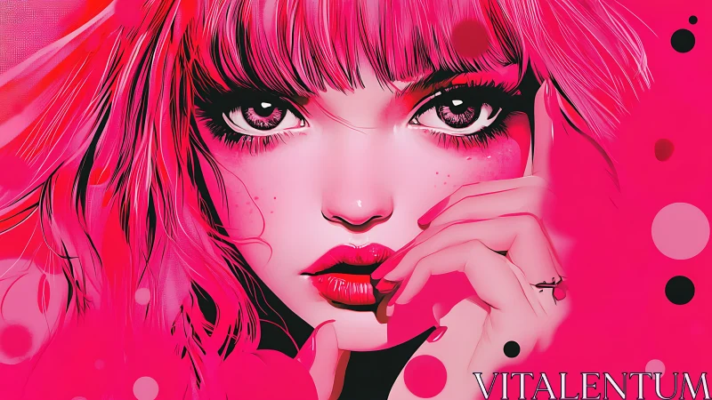 Dreamy pink portrait with soulful eyes and bold attitude.
