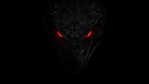 Mysterious dragon gaze glowing softly in the dark night.