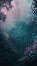 Ethereal Forest Canopy with Particles and Foliage