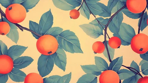 Citrus constellations drift softly through teal leaf canopies