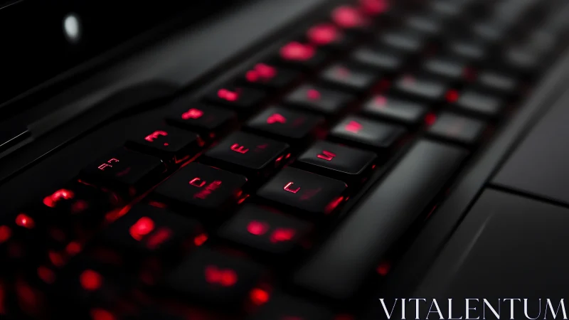 Backlit gaming keyboard glows with intense red illumination