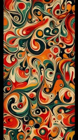 Marbled fluid dynamics pattern with high-contrast warm cool swirls