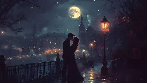 Moonlit Romance Under the Bridge.
